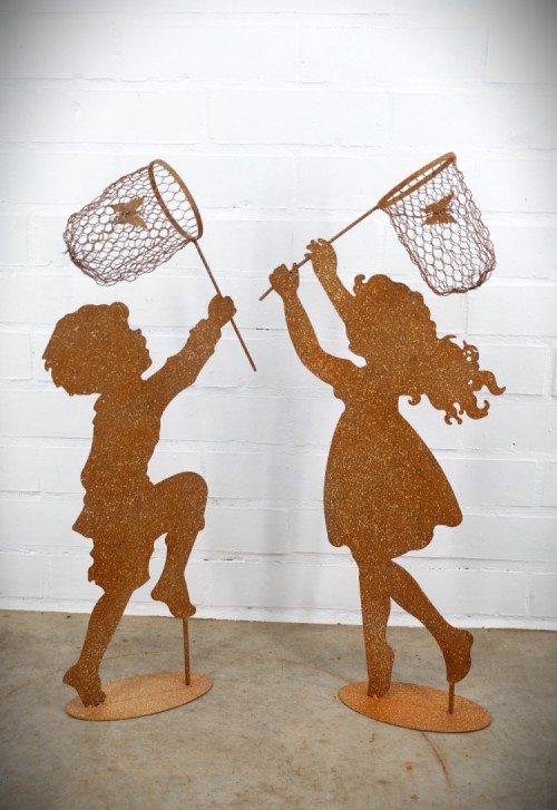 Set van 2: Jongen &amp; meisje met vlindernetje